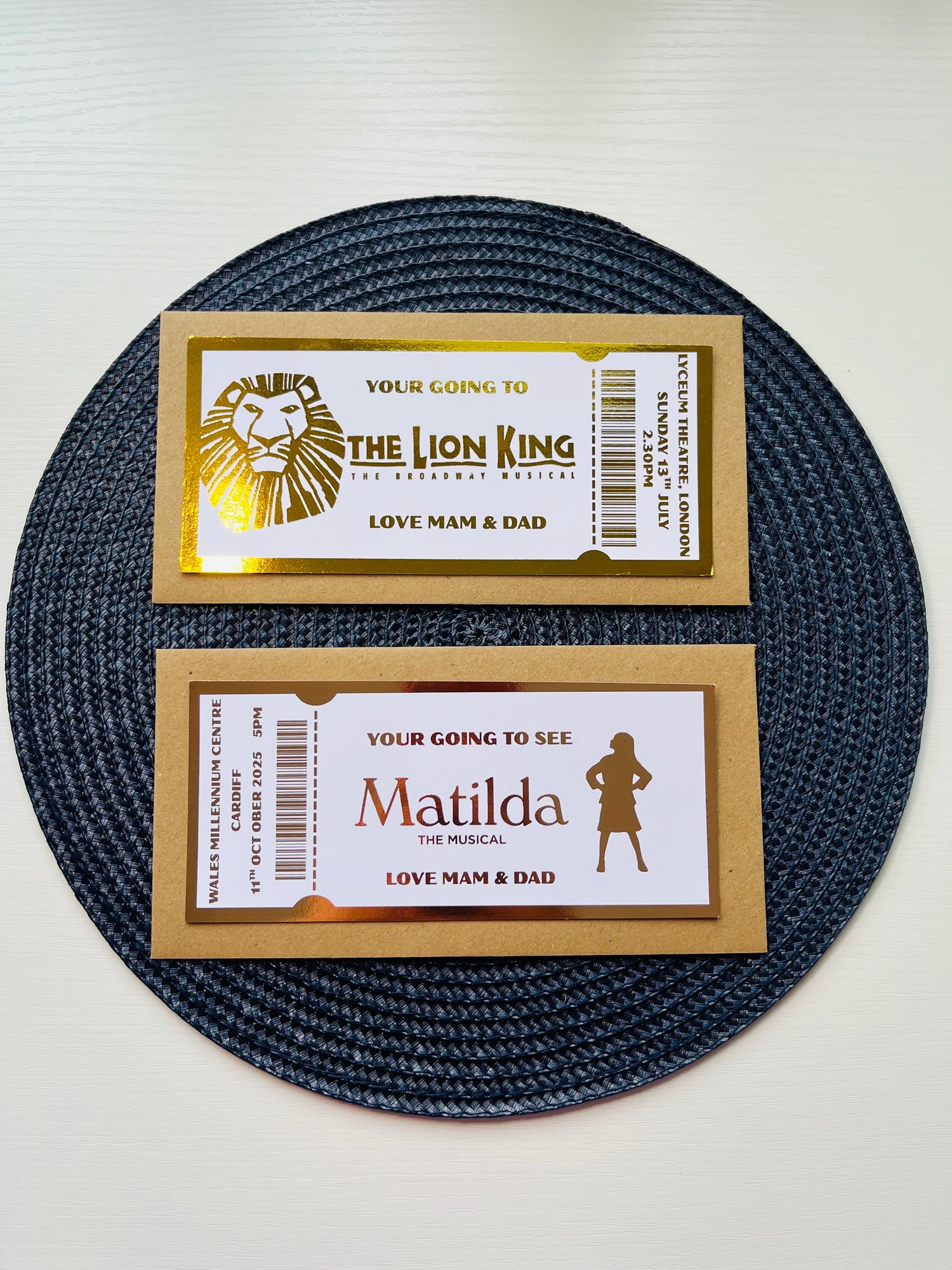 Personalised Foil Event Gifting Tickets