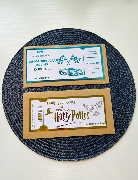 Personalised Foil Experience Day Gift Tickets