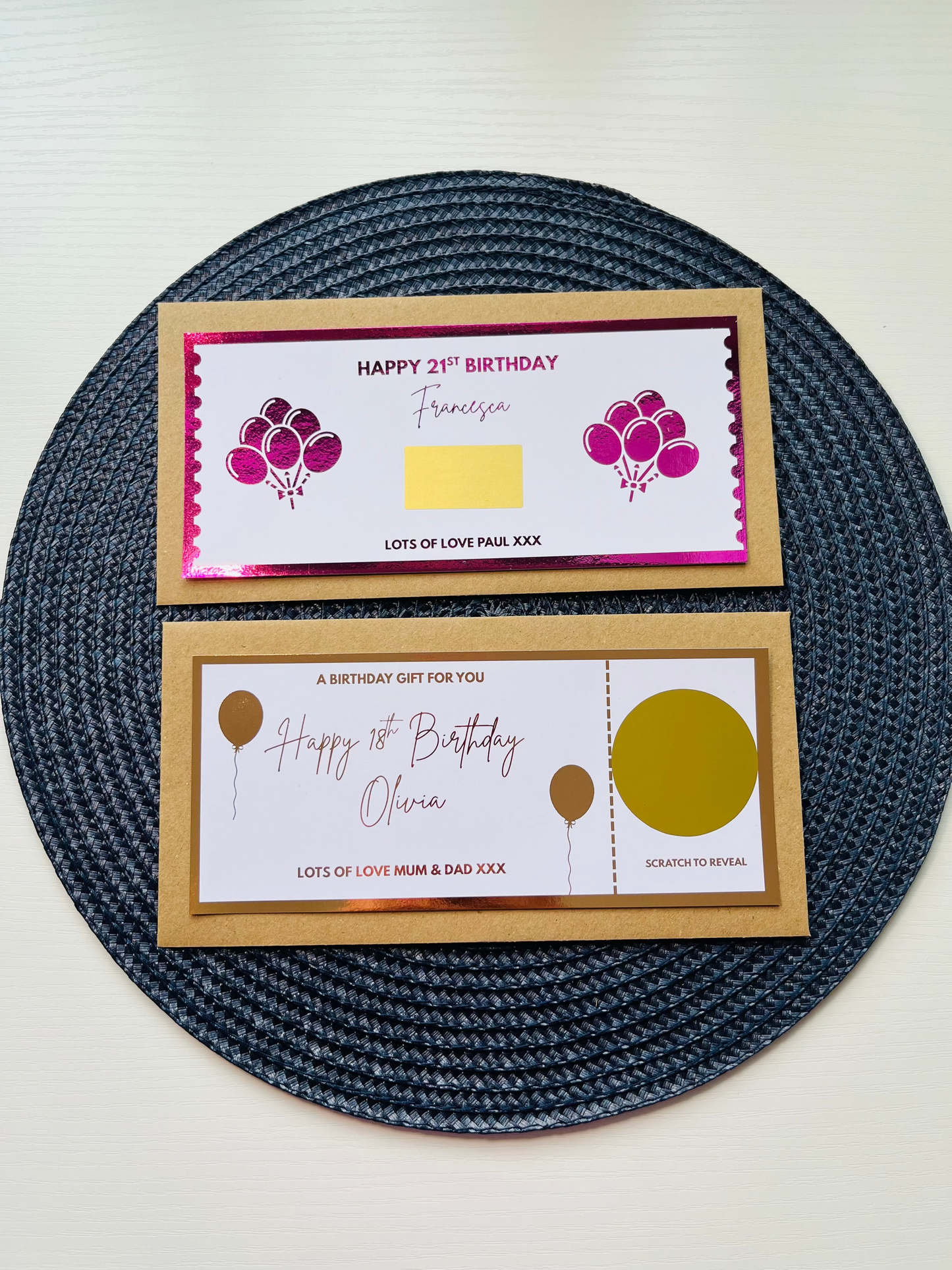 Personalised Birthday Scratch Reveal Gift Vouchers