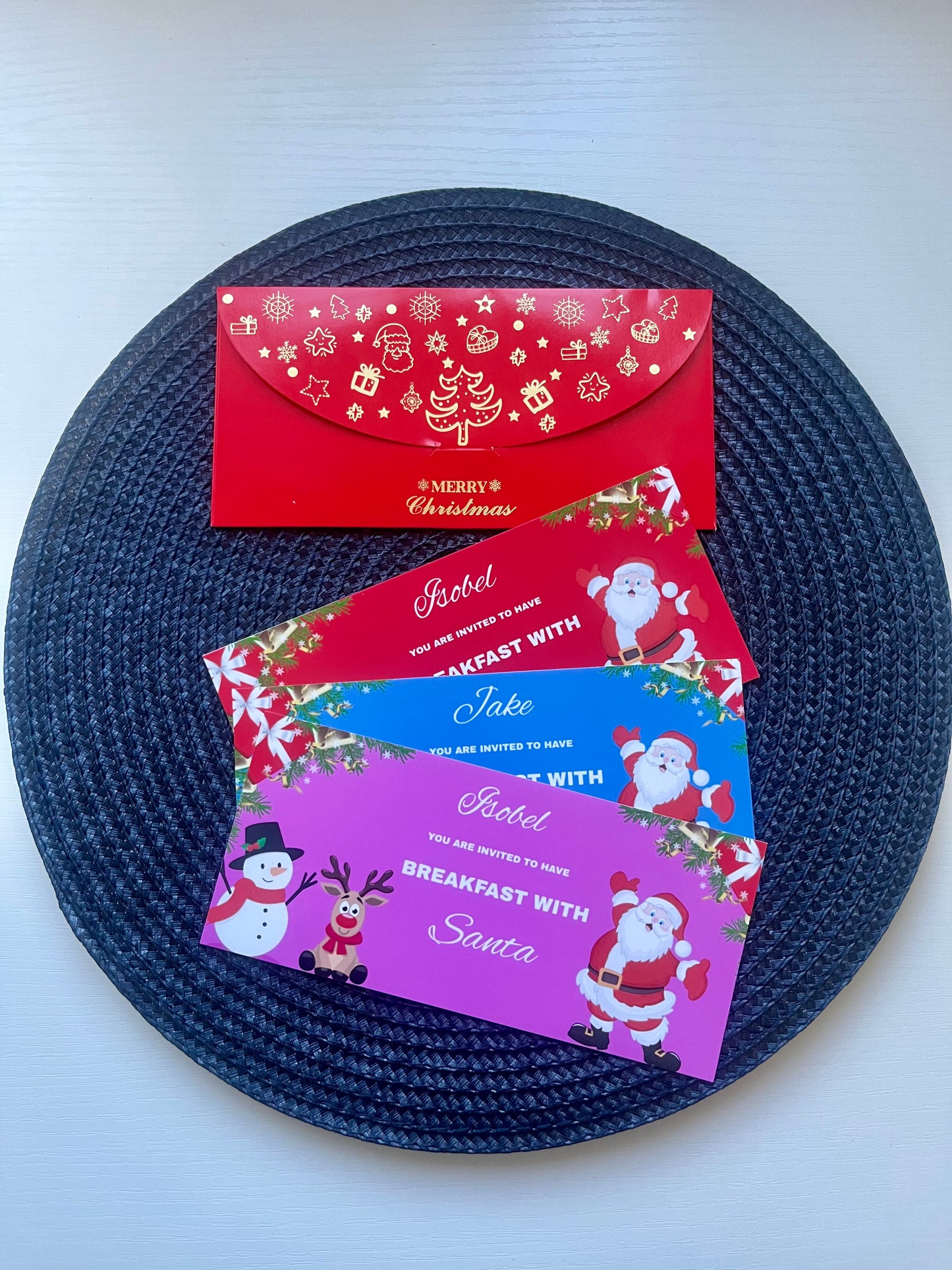 Personalised Breakfast With Santa Gift Ticket & Envelope