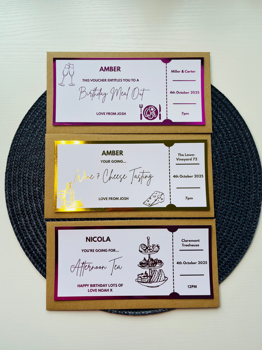 Personalised Foil Food & Drinks Gift Vouchers