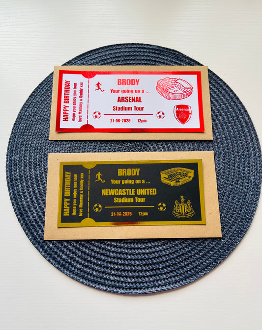 Personalised Foil Stadium Tour & Football Gift Ticket