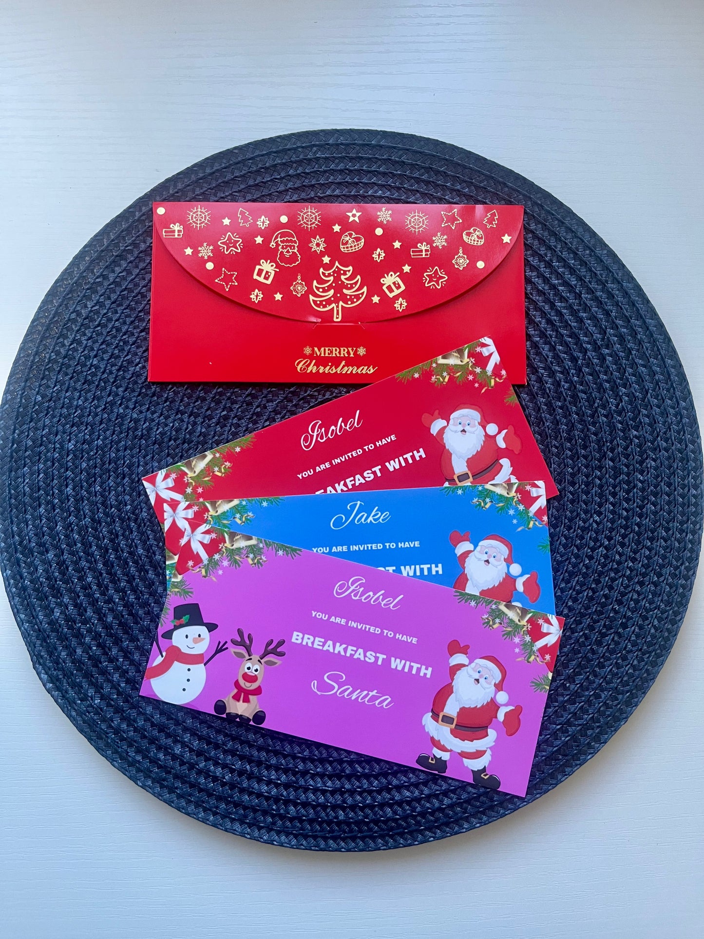 Personalised Breakfast With Santa Gift Ticket & Envelope