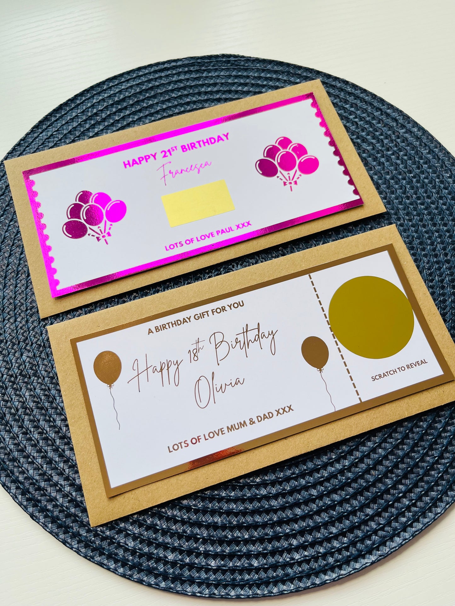 Personalised Birthday Scratch Reveal Gift Vouchers