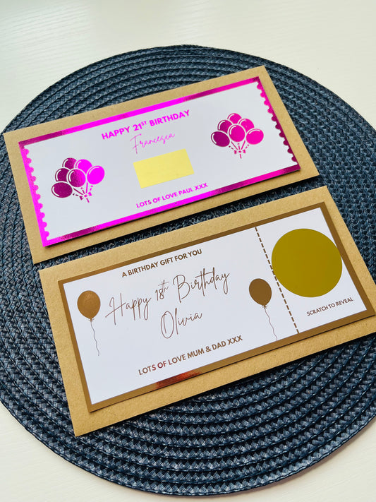 Personalised Birthday Scratch Reveal Gift Vouchers