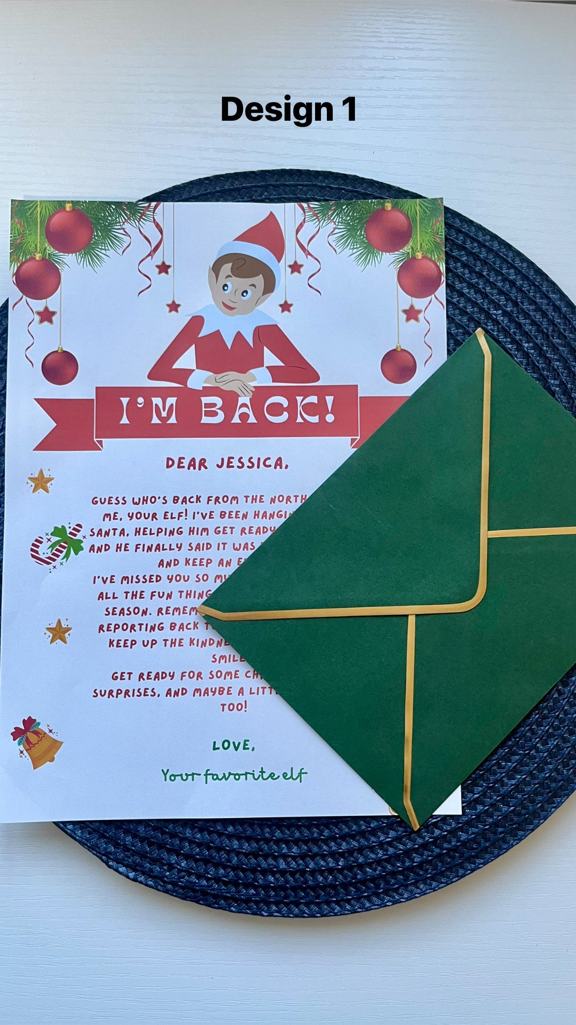 Personalised I'm Back Elf Letter